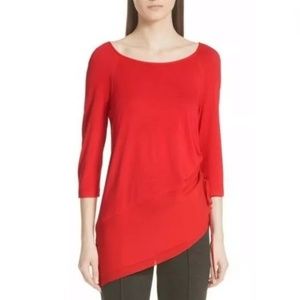 NEW ST. JOHN Jersey & Silk Asymmetrical Top Sz 2